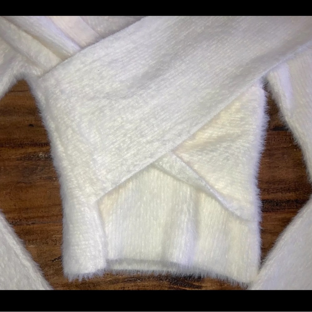 JONATHAN SIMKHAI STANDARD Aiden Fuzzy Knit Off Shoulder Top in Ivory XS $324 - Picture 4 of 6